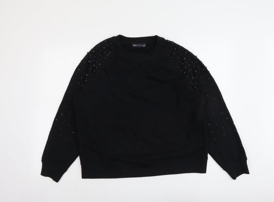 Marks and Spencer Womens Black Cotton Pullover Sweatshirt Size M Pullover