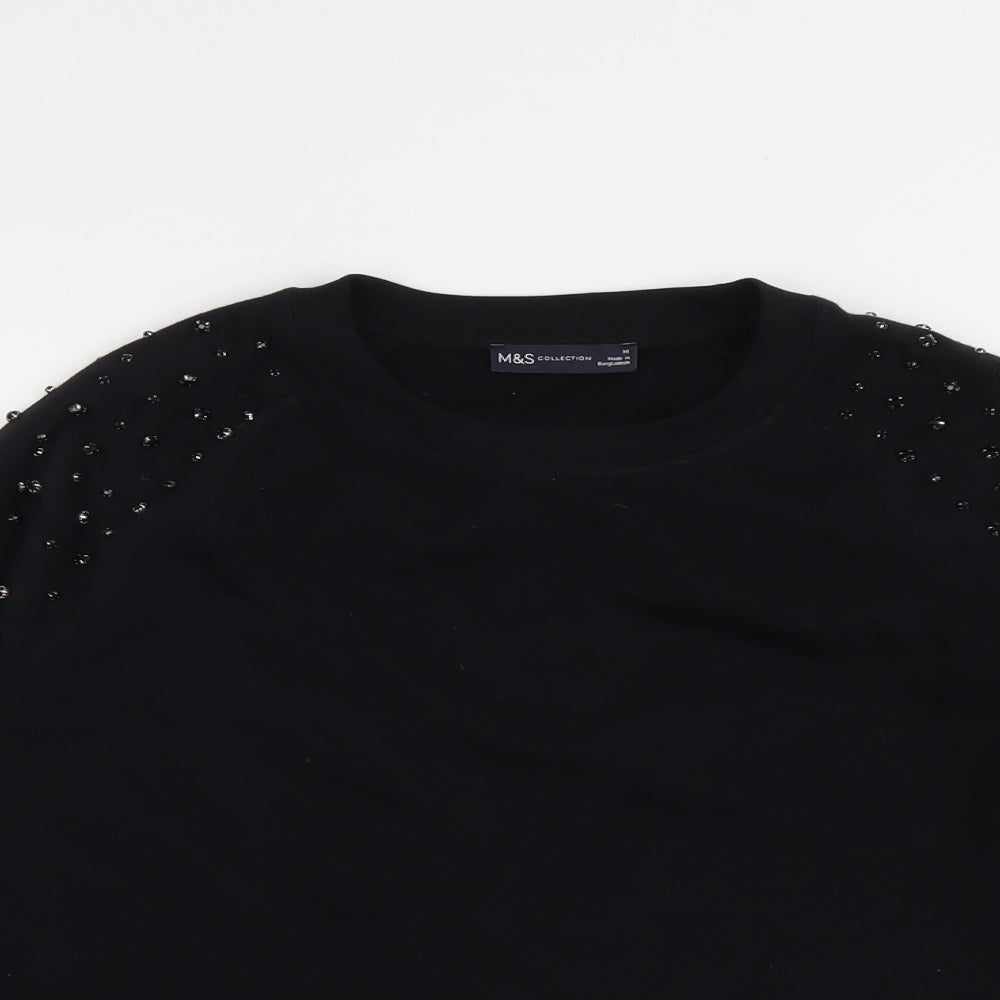 Marks and Spencer Womens Black Cotton Pullover Sweatshirt Size M Pullover