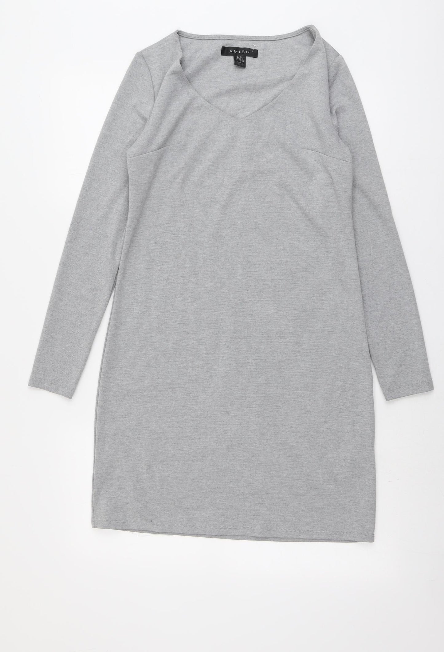Amisu Womens Grey Polyester A-Line Size 6 V-Neck Pullover