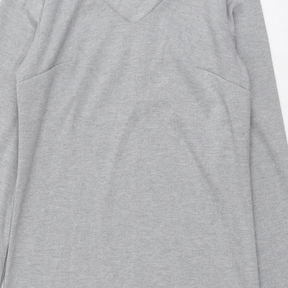 Amisu Womens Grey Polyester A-Line Size 6 V-Neck Pullover