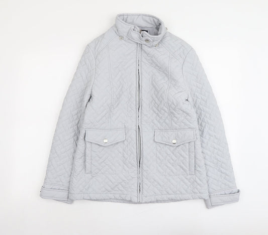 EWM Womens Grey Quilted Jacket Size 10 Zip
