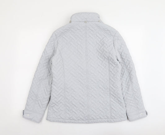 EWM Womens Grey Quilted Jacket Size 10 Zip