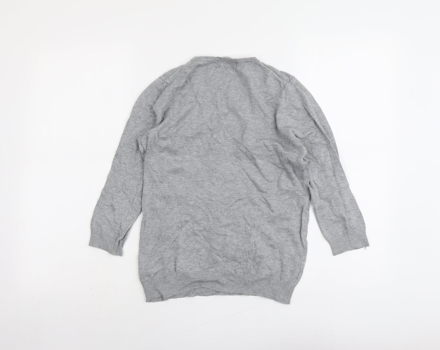 Marks and Spencer Womens Grey V-Neck Viscose Pullover Jumper Size 10