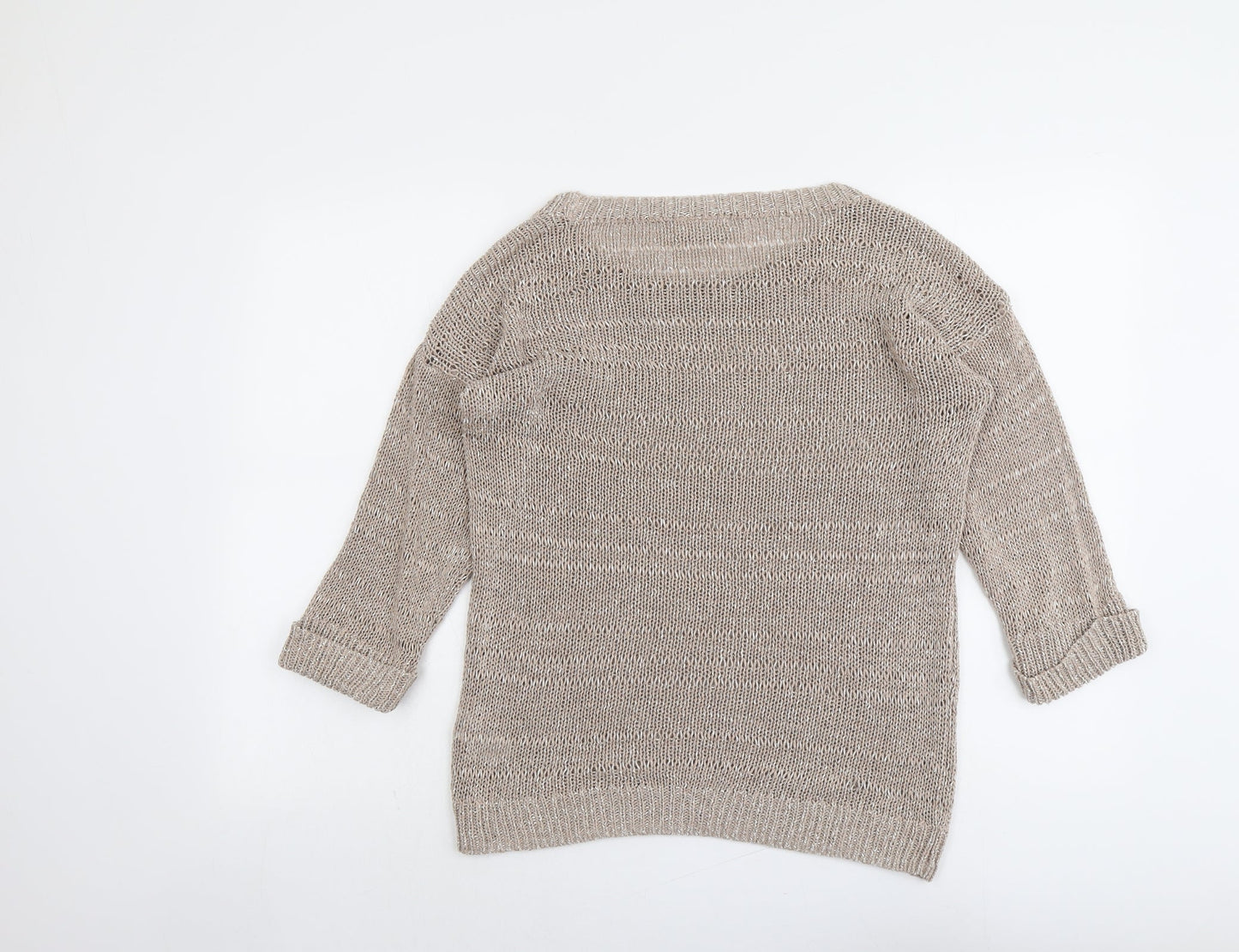 Wallis Womens Beige Boat Neck Acrylic Pullover Jumper Size M