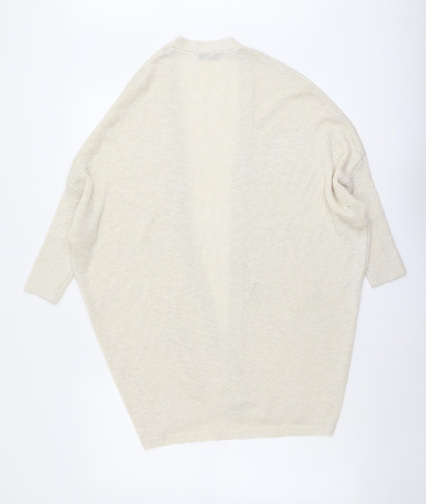 Mango Womens Beige V-Neck Acrylic Cardigan Jumper Size XS