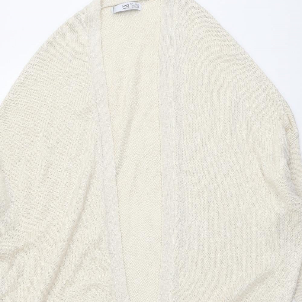 Mango Womens Beige V-Neck Acrylic Cardigan Jumper Size XS