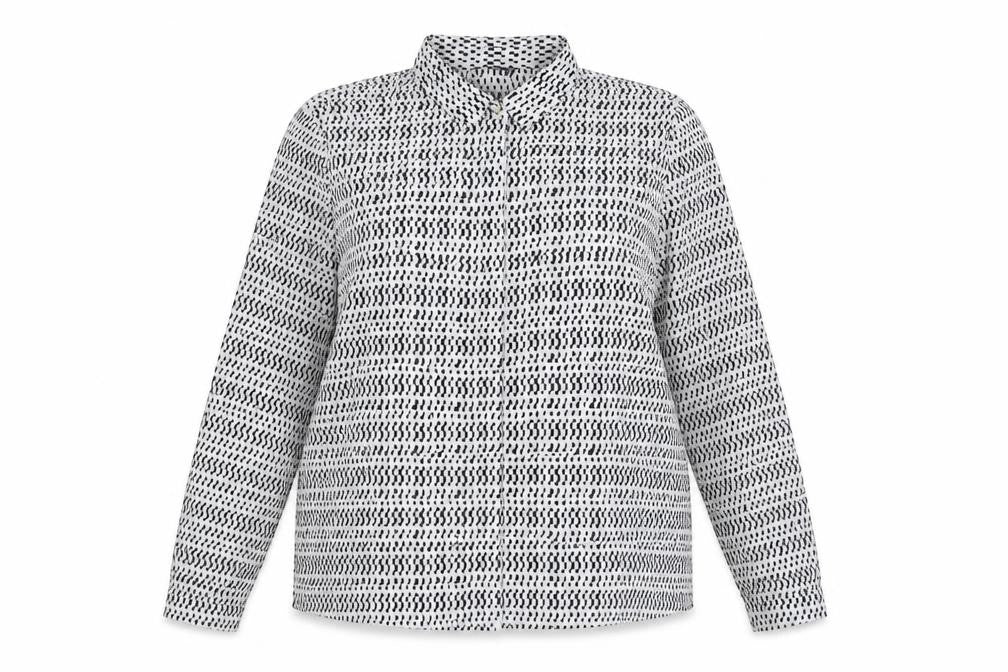 Marks and Spencer Womens Grey Geometric Polyester Basic Button-Up Size 18 Collared