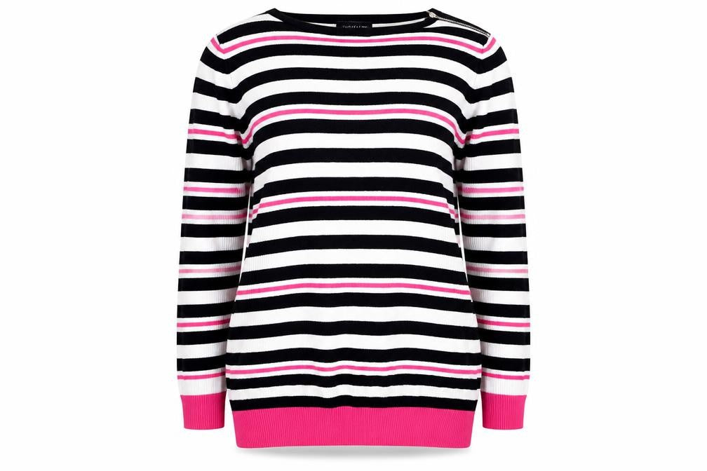 Debenhams Womens Multicoloured Round Neck Striped Viscose Pullover Jumper Size 14