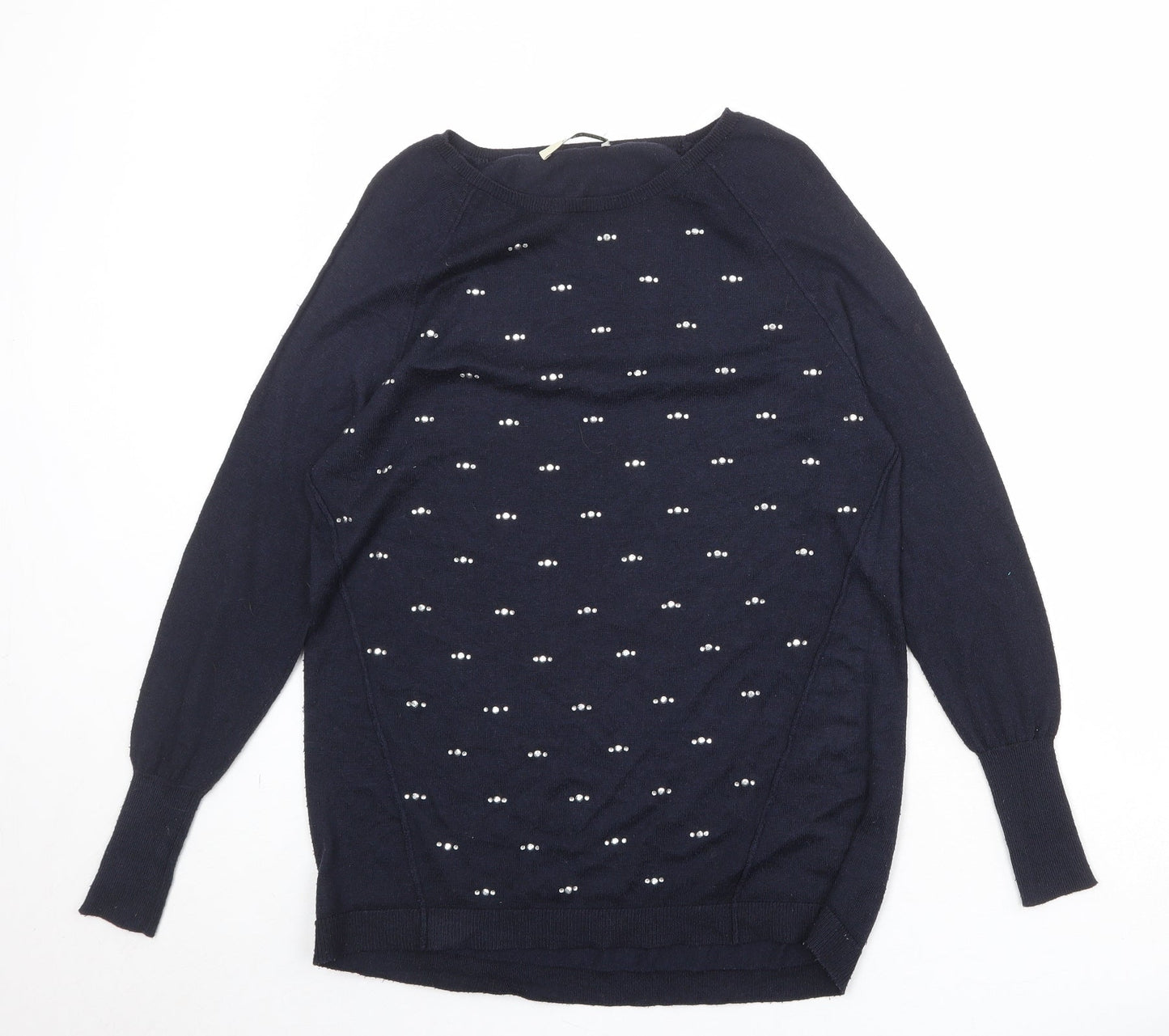 Oasis Womens Blue Round Neck Polyester Pullover Jumper Size S