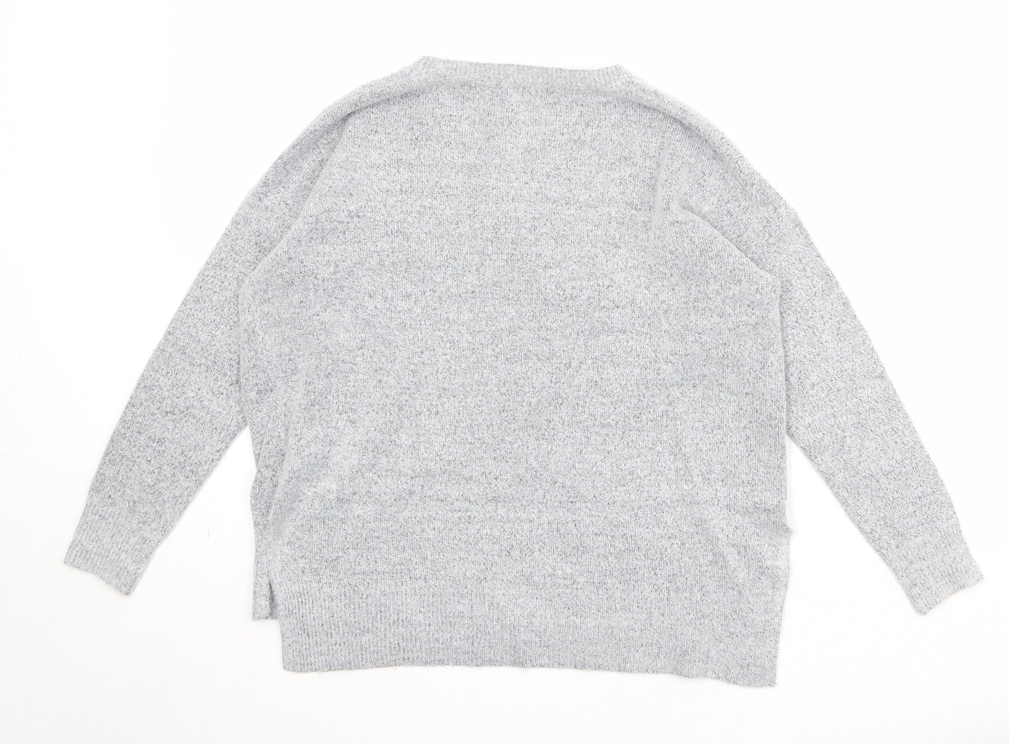 New Look Womens Grey Round Neck Acrylic Pullover Jumper Size S - Merry Little Xmas
