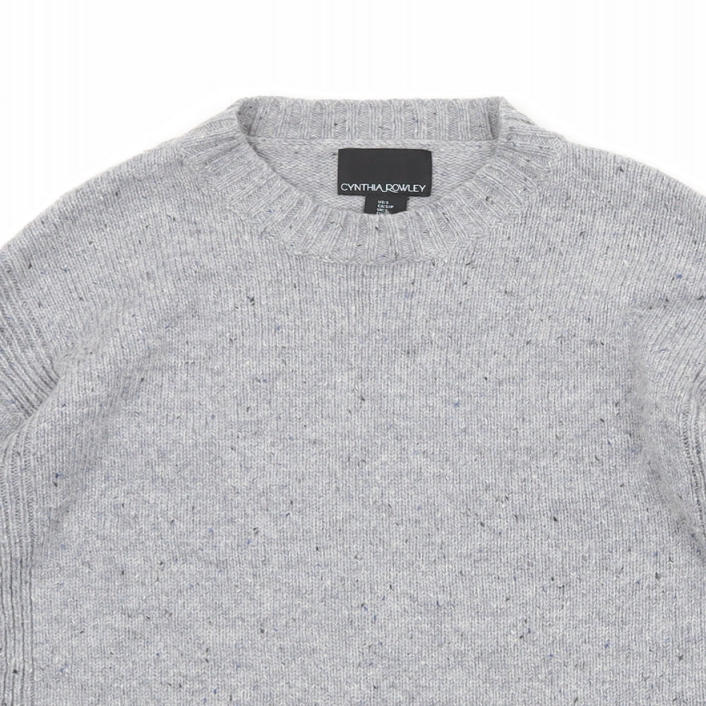 Cynthia Rowley Womens Grey Round Neck Acrylic Pullover Jumper Size S