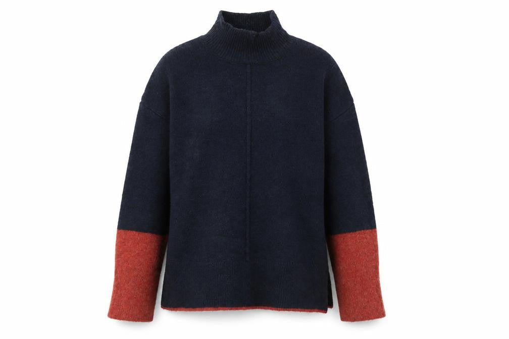 Marks and Spencer Womens Blue High Neck Acrylic Pullover Jumper Size S