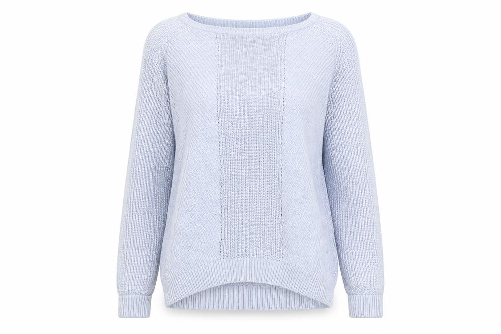 Marks and Spencer Womens Blue Boat Neck 100% Cotton Pullover Jumper Size S