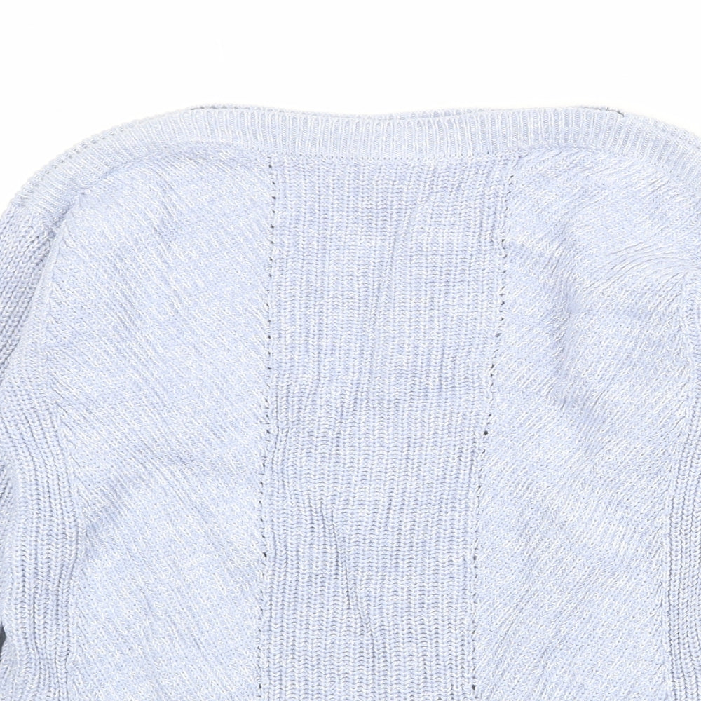 Marks and Spencer Womens Blue Boat Neck 100% Cotton Pullover Jumper Size S