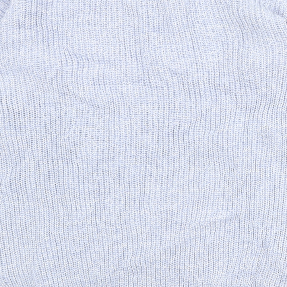 Marks and Spencer Womens Blue Boat Neck 100% Cotton Pullover Jumper Size S