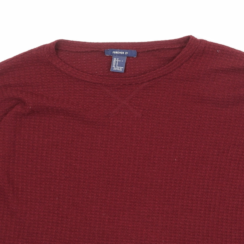 FOREVER 21 Womens Red Round Neck Polyester Pullover Jumper Size S