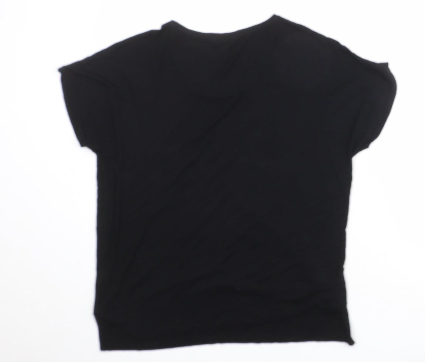NEXT Womens Black Viscose Basic T-Shirt Size 12 Round Neck