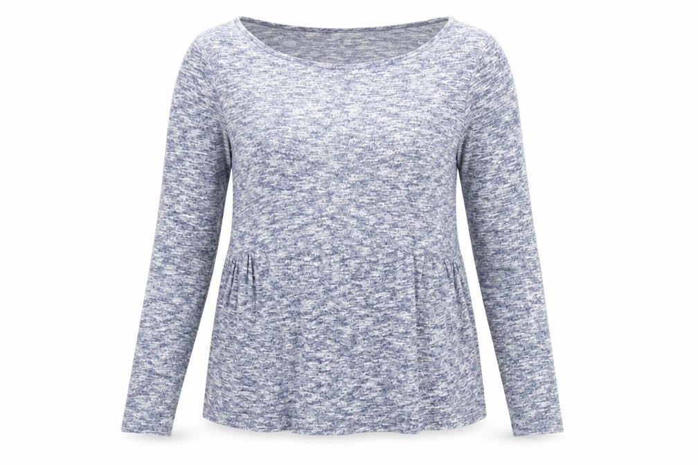 Deane & White Womens Blue Geometric Viscose Basic Blouse Size S Round Neck
