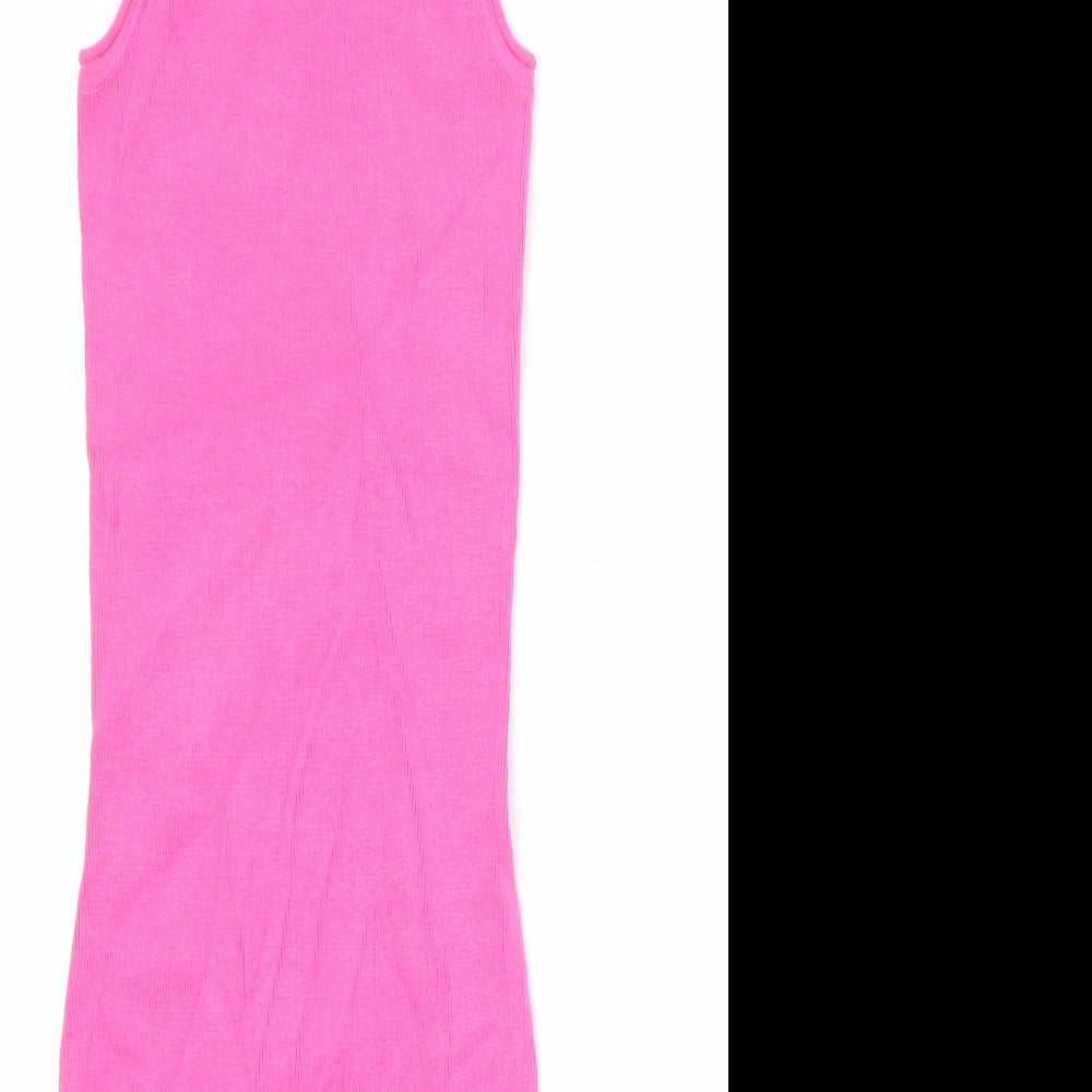 ASOS Womens Pink Viscose Bodycon Size 6 Boat Neck Pullover