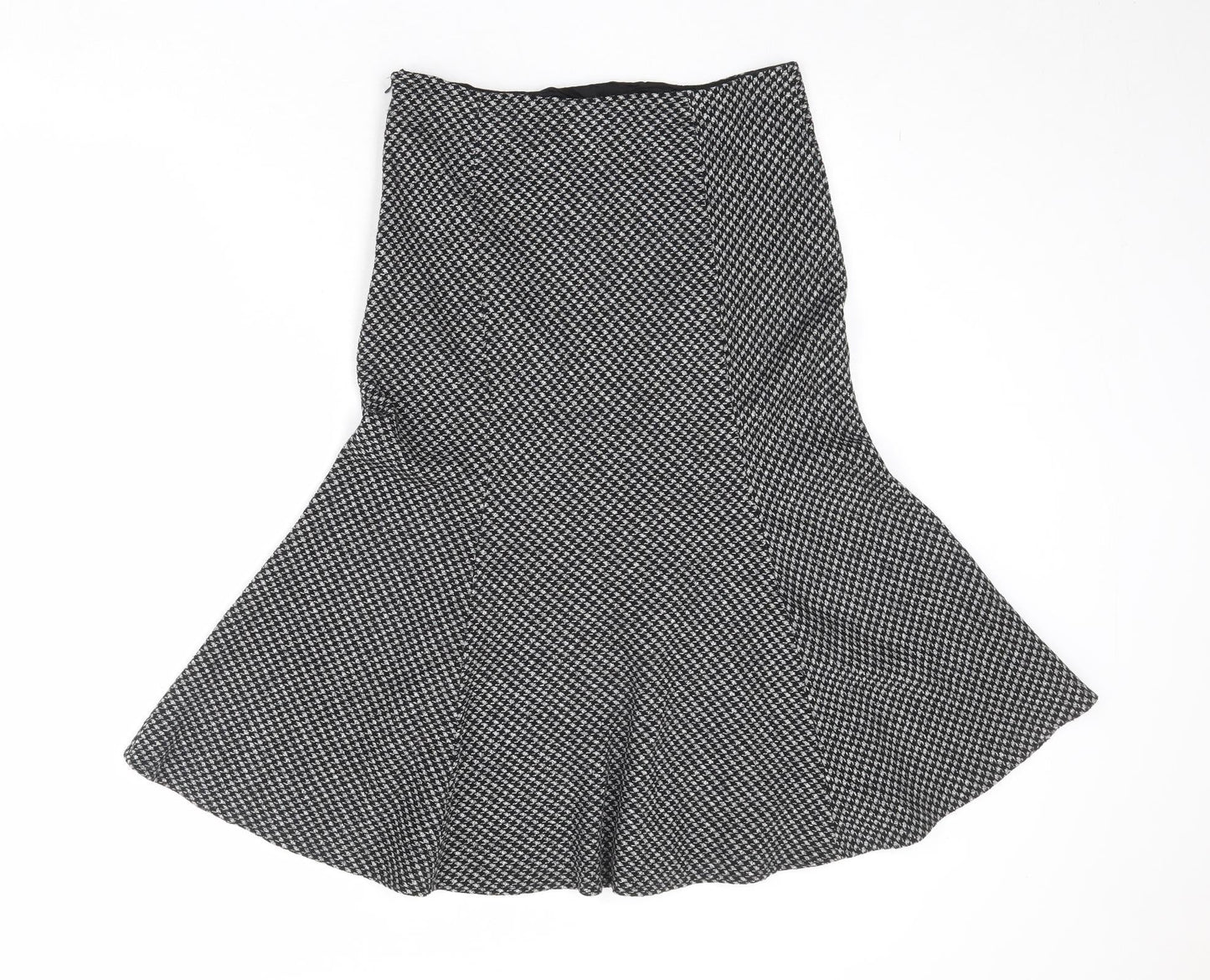Wallis Womens Black Geometric Polyester Swing Skirt Size 10 Zip