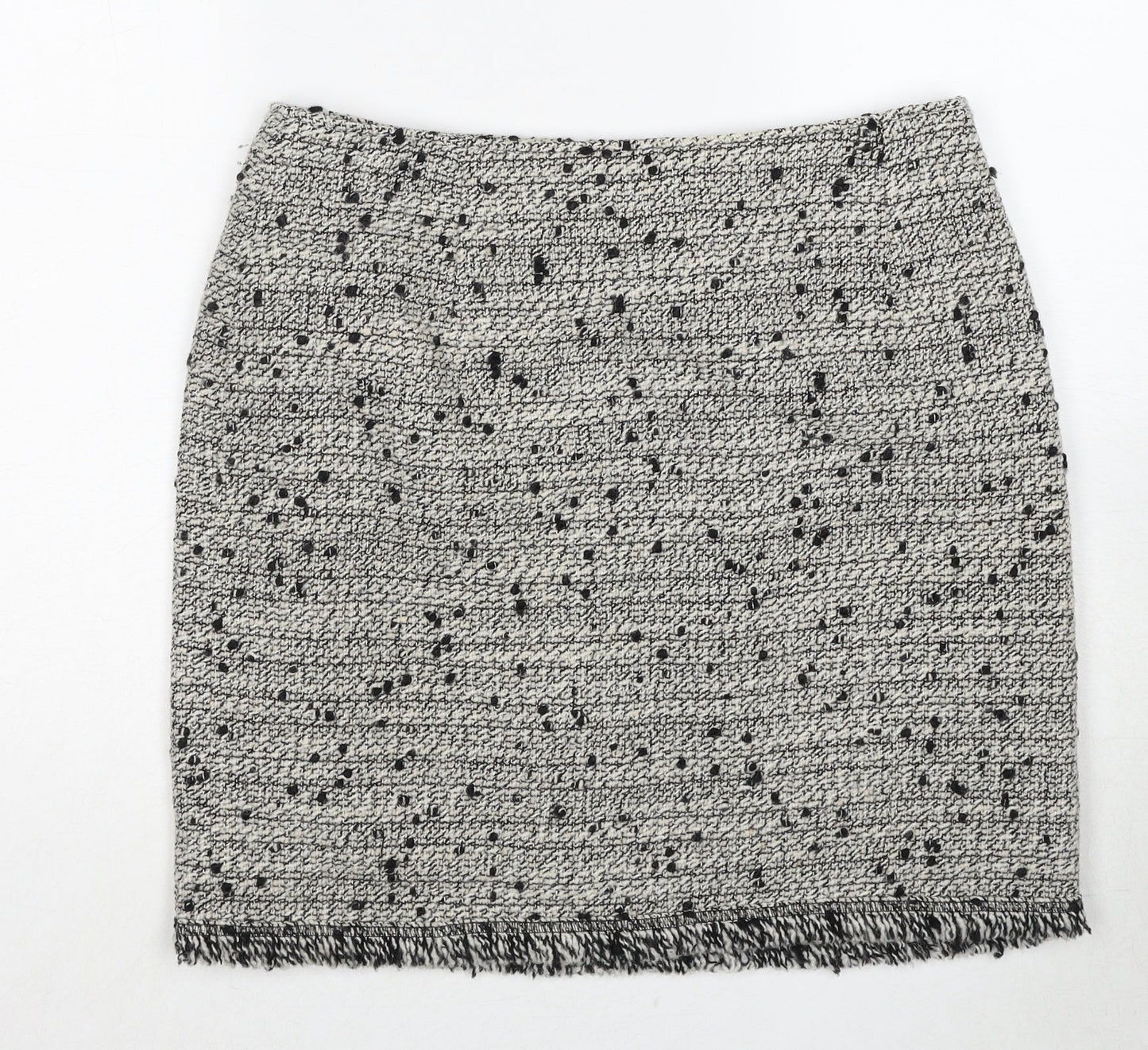 L.F.Coll Womens Grey Geometric Wool A-Line Skirt Size 14 Zip