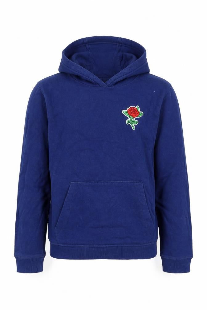 John Lewis Boys Blue Cotton Pullover Hoodie Size 11 Years Pullover - Rose Print
