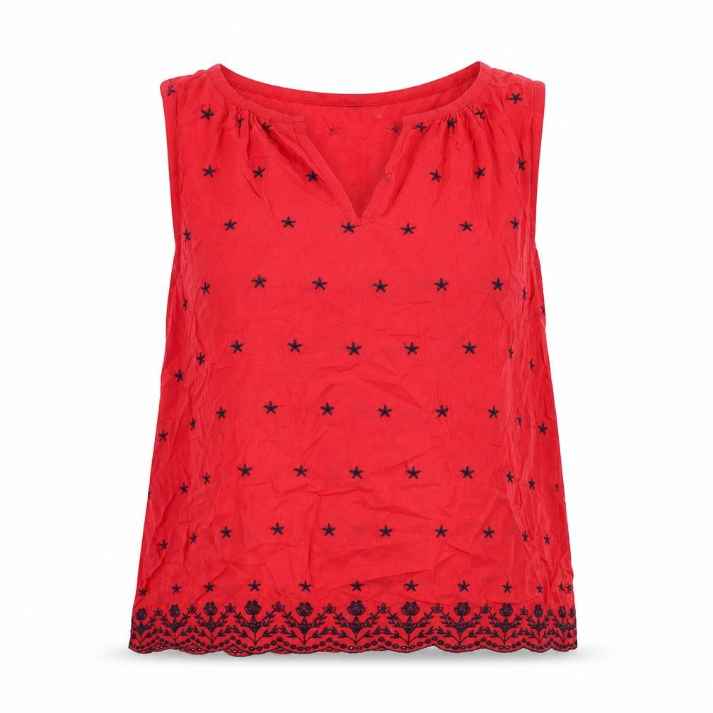 Womens UK Size S Gap Red Cotton Blouse