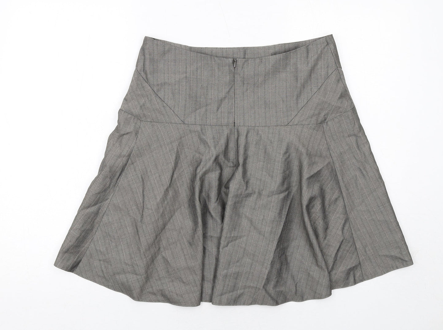 Warehouse Womens Grey Geometric Polyester Swing Skirt Size 12 Zip