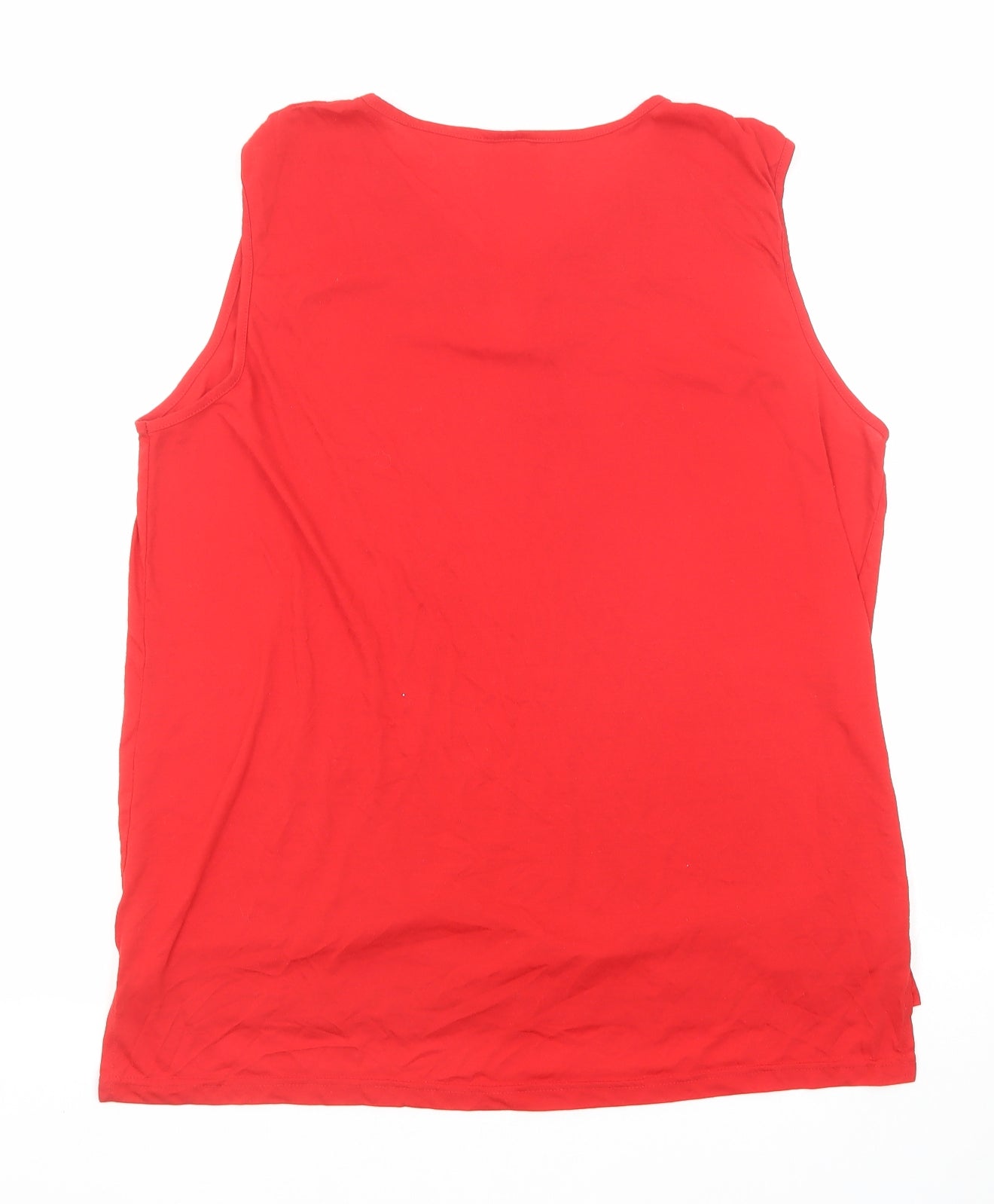 Lucky Womens Red Cotton Basic Tank Size XL Round Neck