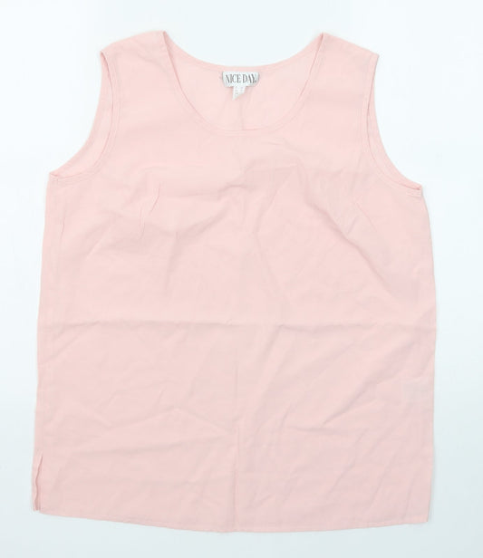 Nice Day Womens Pink Viscose Basic Tank Size 16 Round Neck