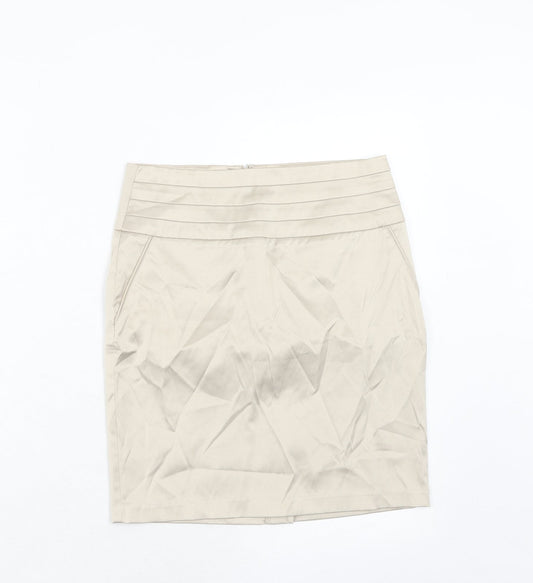 FOREVER 21 Womens Beige Cotton A-Line Skirt Size S Zip