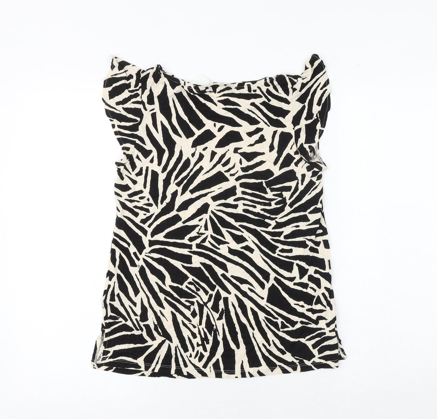 H&M Womens Black Geometric Viscose Basic Tank Size S Round Neck