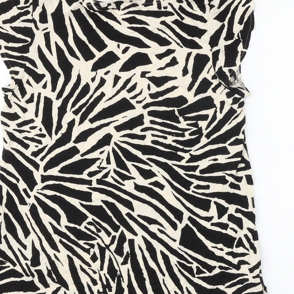H&M Womens Black Geometric Viscose Basic Tank Size S Round Neck