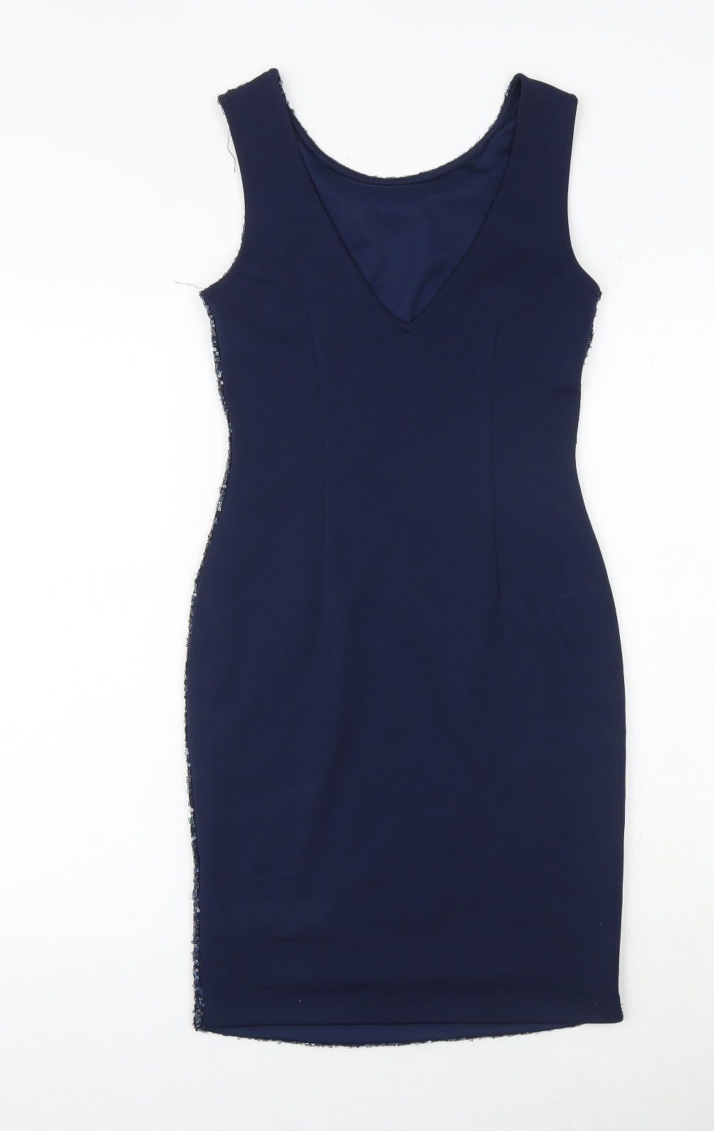 New Look Womens Blue Polyester Sheath Size 8 Boat Neck Pullover