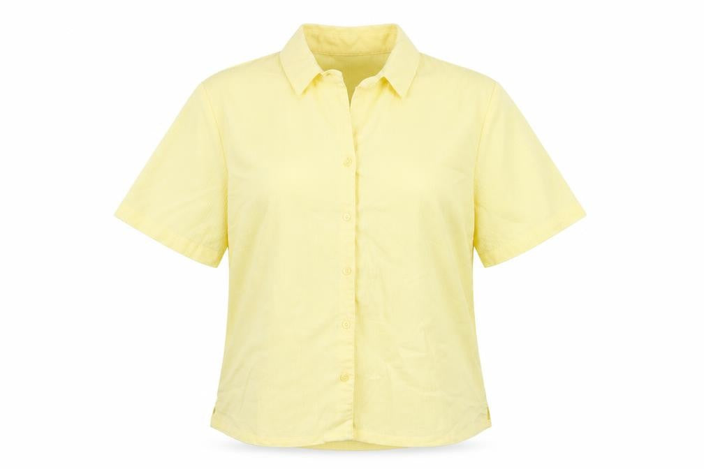 Womens UK Size 14 EWM Yellow Polyester Button-Up