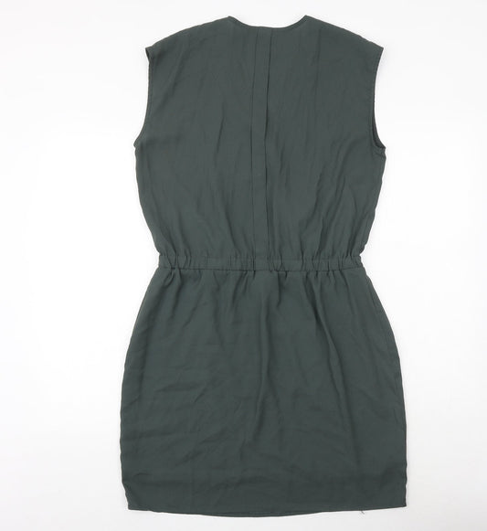 Simply Yass Womens Green Polyester Shift Size L V-Neck Pullover