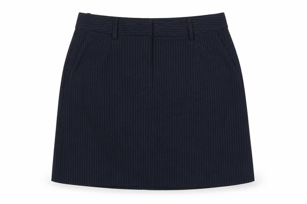 Marks and Spencer Womens Blue Striped Polyester A-Line Skirt Size 14 Zip