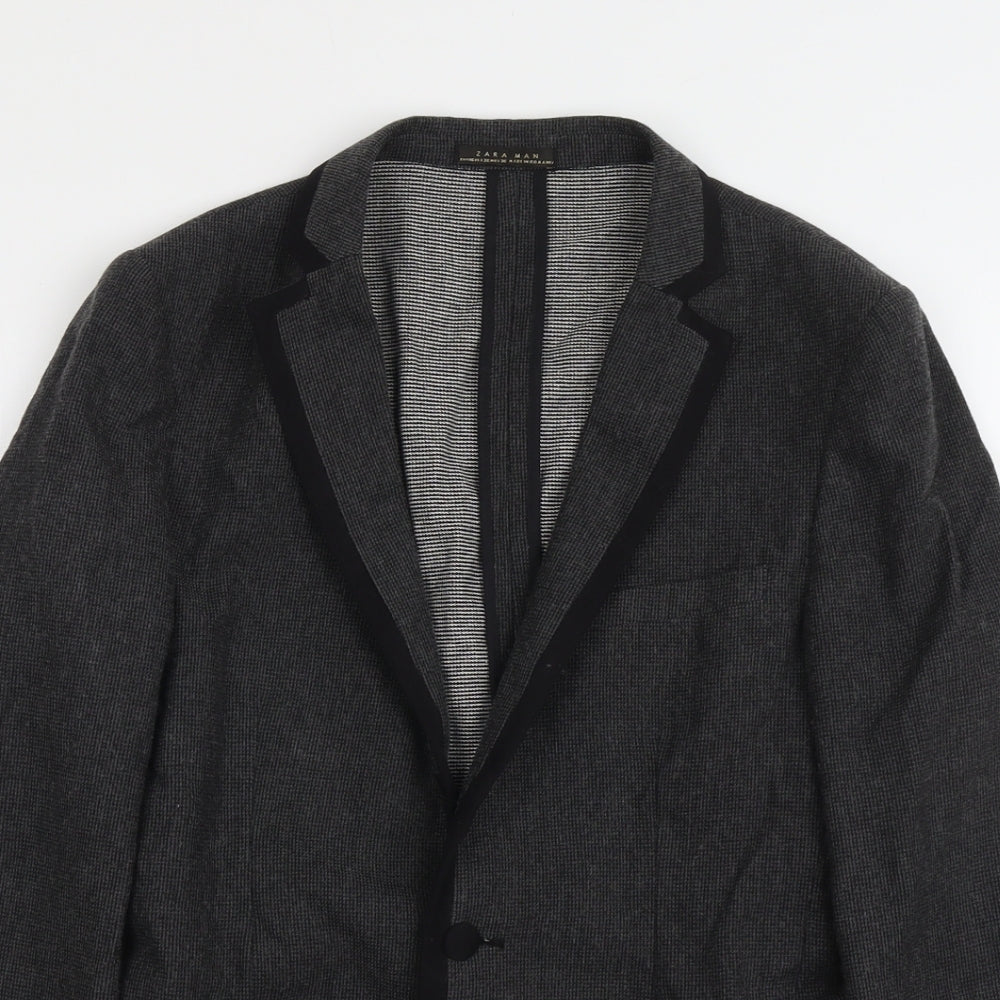 Zara Mens Grey Cotton Jacket Blazer Size 36 Regular