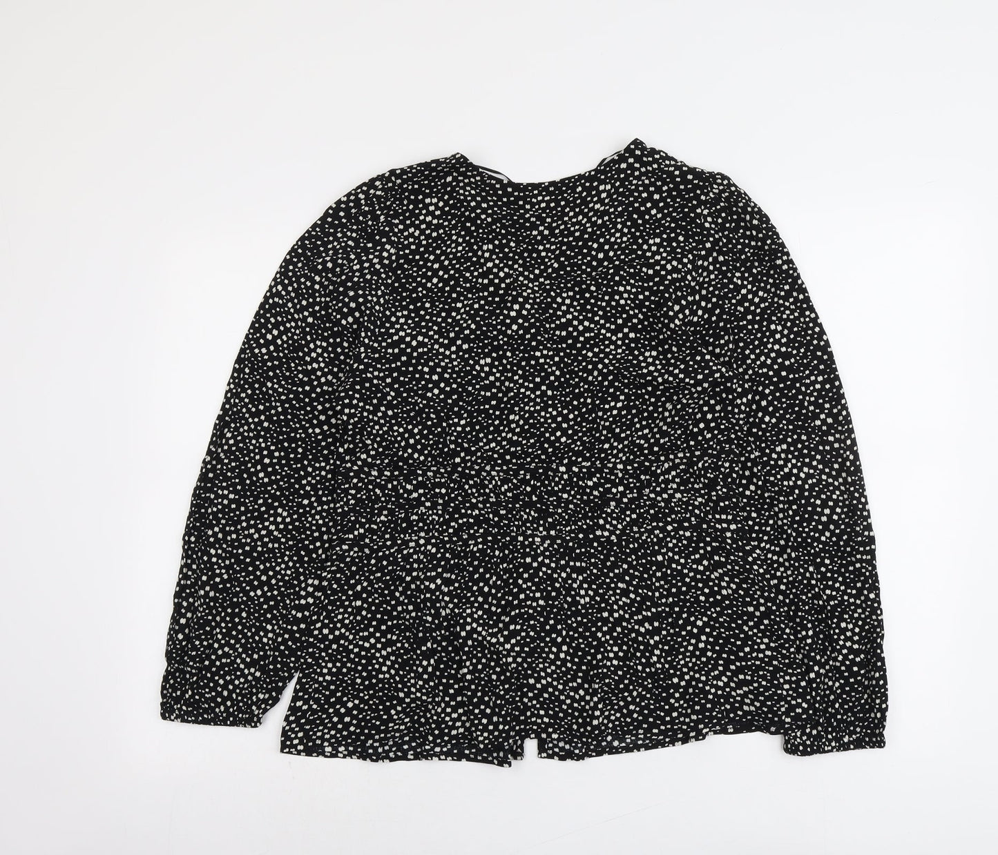 Per Una Womens Black Geometric Viscose Basic Blouse Size 12 V-Neck