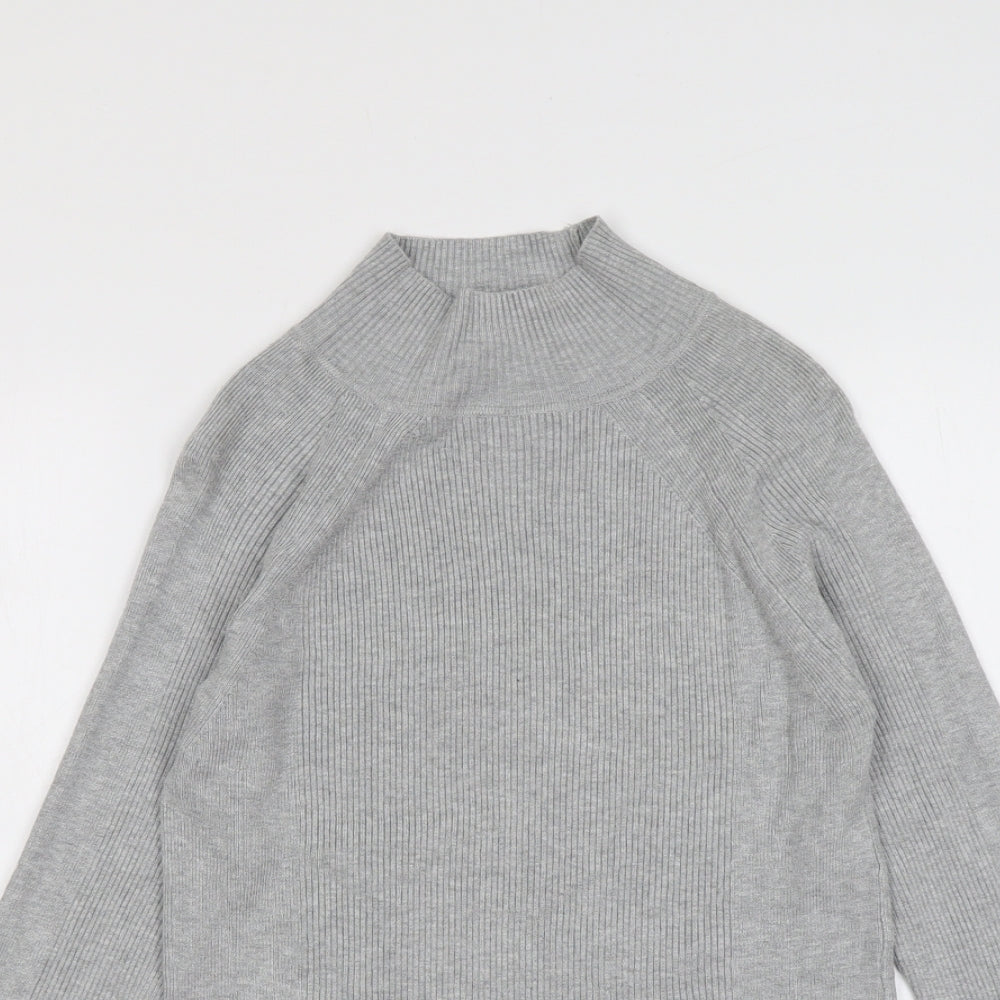 Marks and Spencer Womens Grey High Neck Viscose Pullover Jumper Size 10