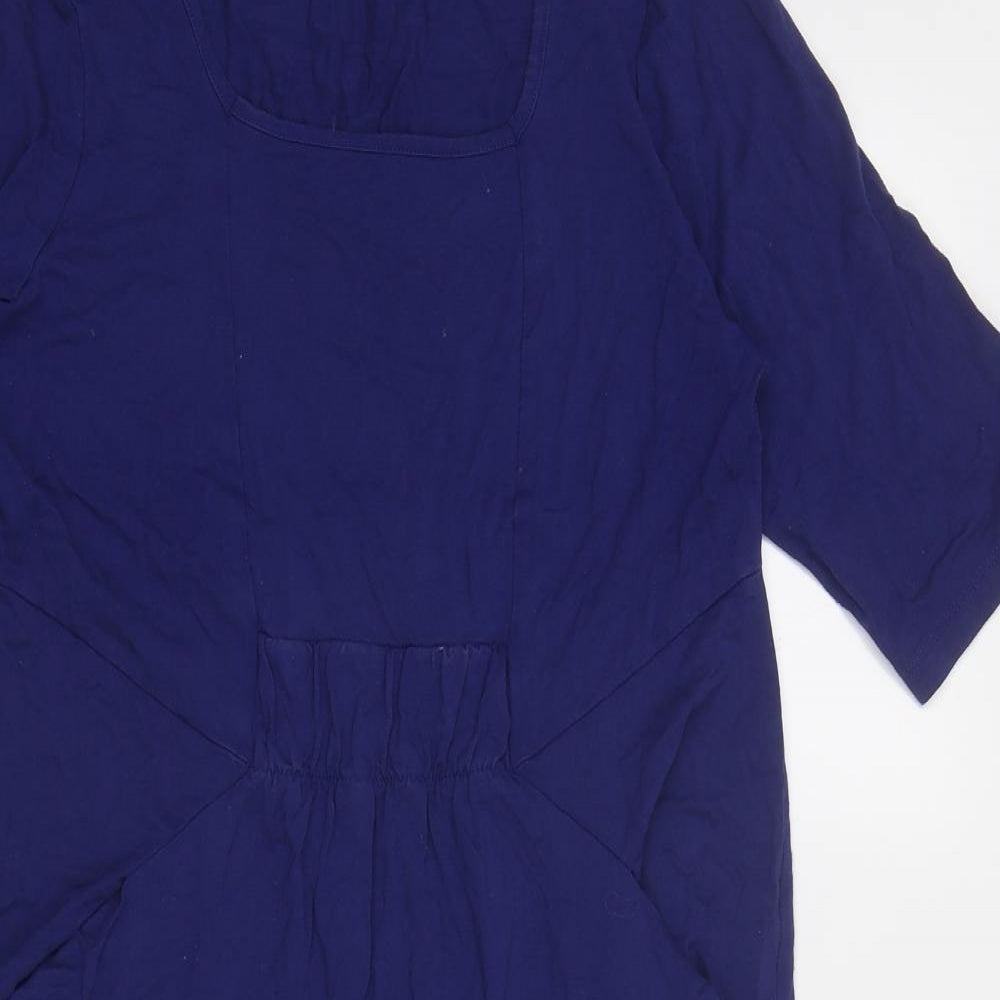 Marks and Spencer Womens Blue Viscose Pencil Dress Size 14 Square Neck Pullover