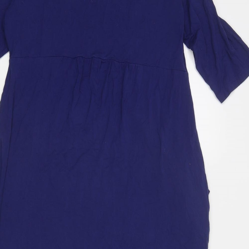 Marks and Spencer Womens Blue Viscose Pencil Dress Size 14 Square Neck Pullover