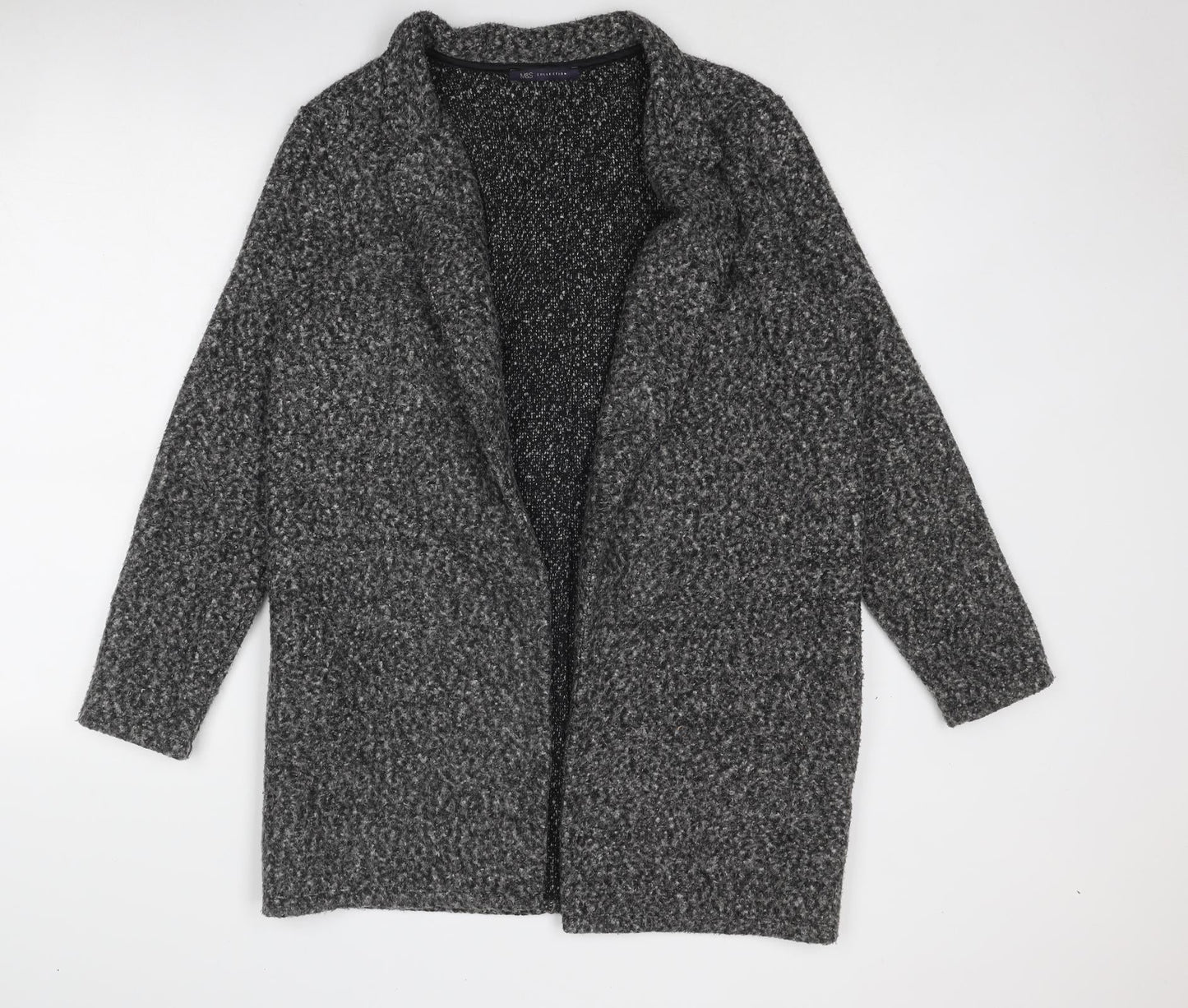 Marks and Spencer Womens Grey Geometric Overcoat Coat Size 14