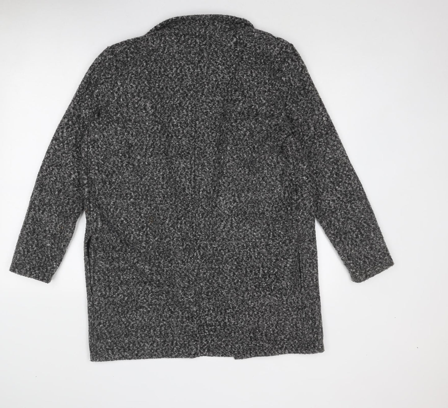 Marks and Spencer Womens Grey Geometric Overcoat Coat Size 14