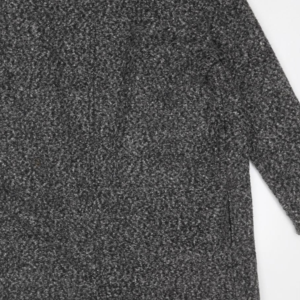 Marks and Spencer Womens Grey Geometric Overcoat Coat Size 14