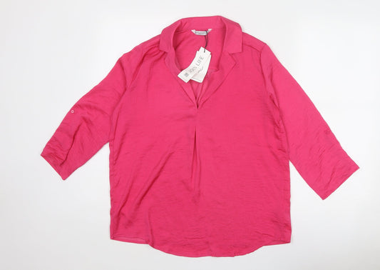 Stradivarius Womens Pink Polyester Basic Blouse Size S Collared