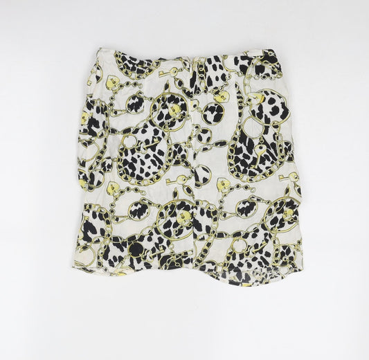 Topshop Womens Multicoloured Geometric Viscose A-Line Skirt Size 6 Zip