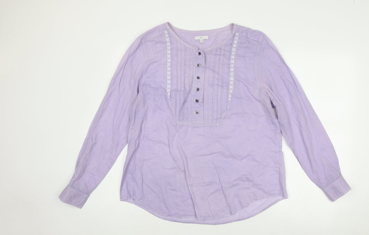 Gap Womens Purple Cotton Basic Blouse Size S Round Neck