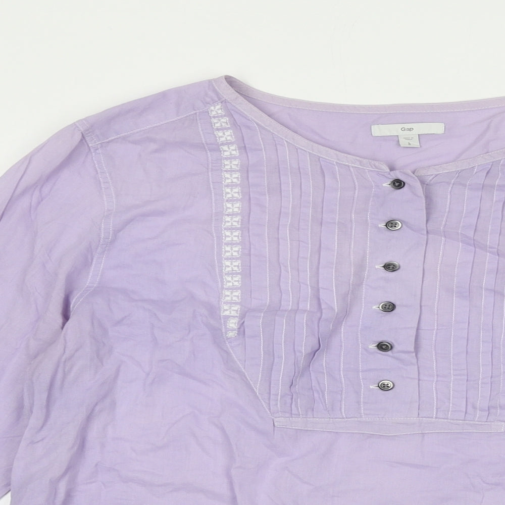 Gap Womens Purple Cotton Basic Blouse Size S Round Neck