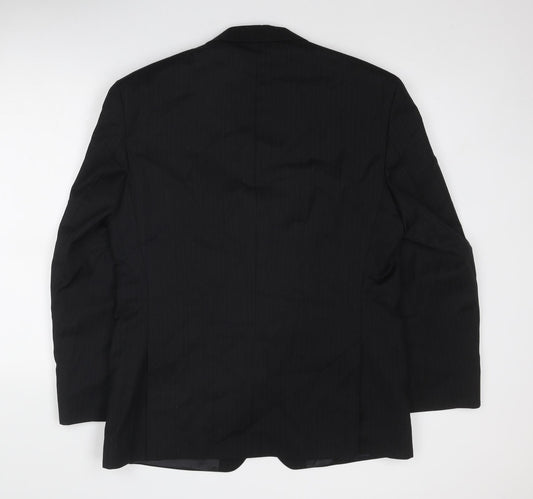 Mann Aspects Mens Black Striped Wool Jacket Suit Jacket Size 42 Regular